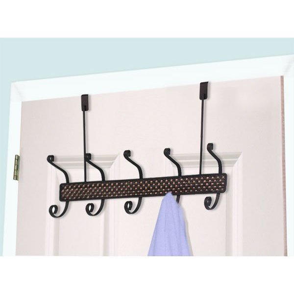 Home Basics Over the Door 5 Hook Hanging Rack, Bronze DH00830